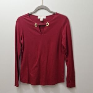 Michael Kors Red Blouse with Gold Accents